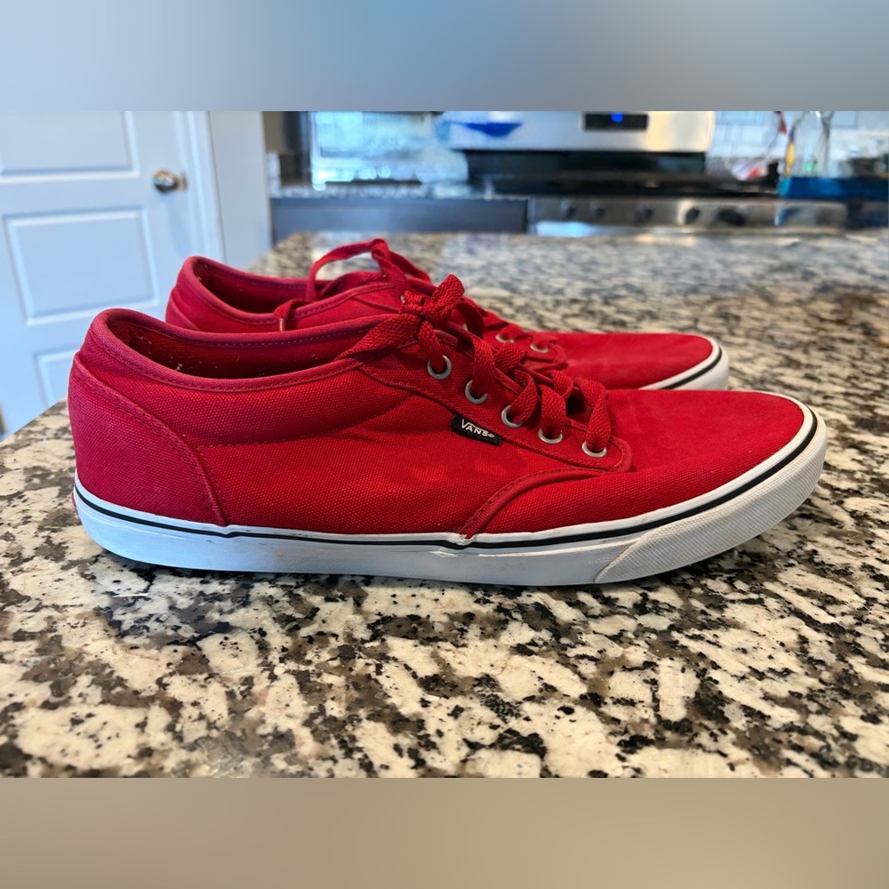 Vans Red Canvas Low-Top Sneakers